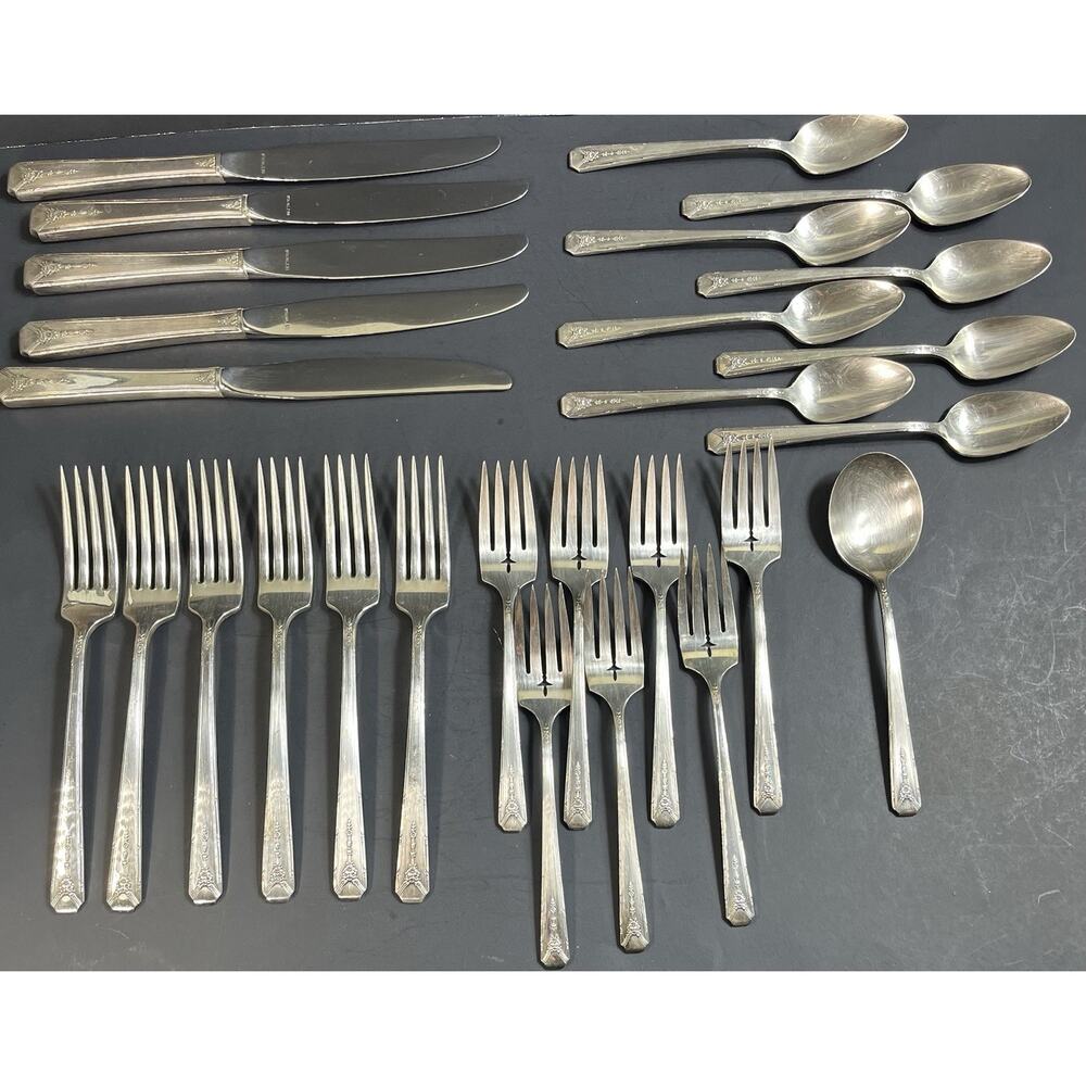 27 Pc Set Community Silver Plate MILADY Flatware Design, Vintage Flatware